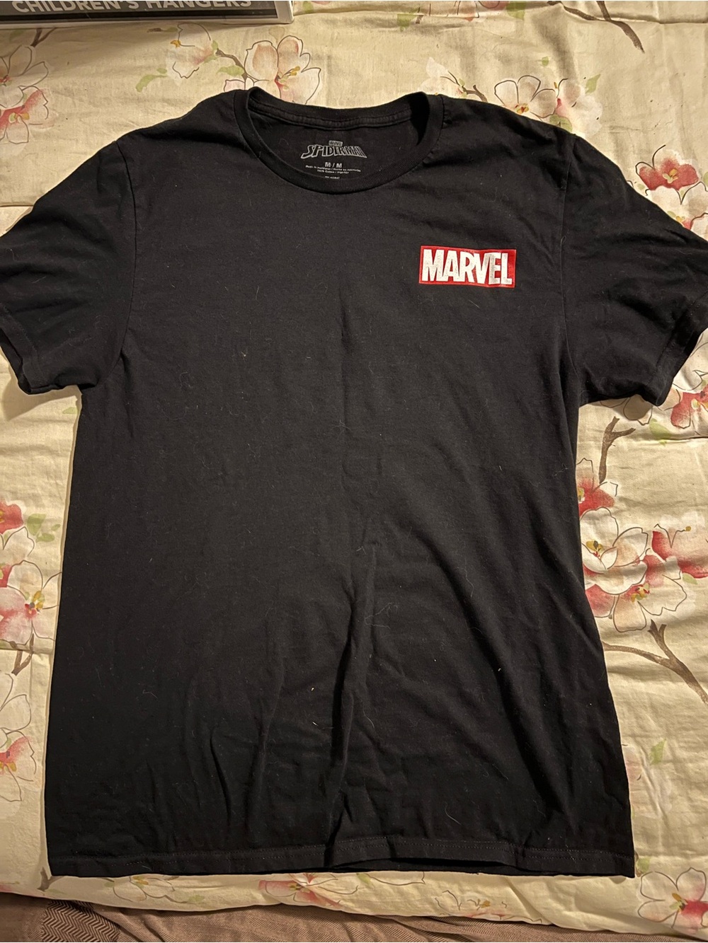 Marvel Spider-Man Graphic Logo Black Crew Neck Cotton Tee Men M